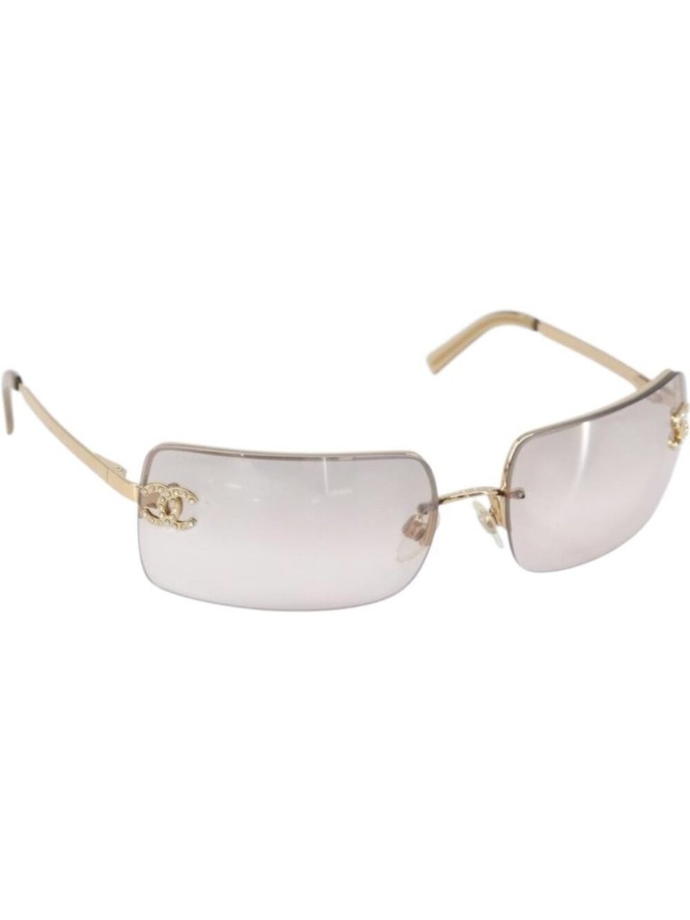 CHANEL Sunglasses metal Gold CC